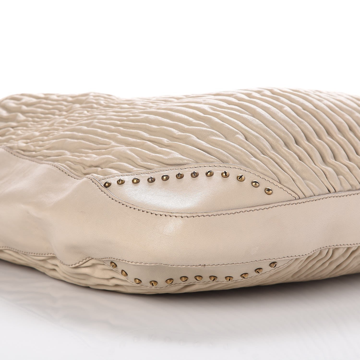 Burberry Lambskin Plisse Studded Hobo Natural 11 of 12