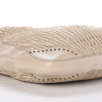 Burberry Lambskin Plisse Studded Hobo Natural 11 of 12