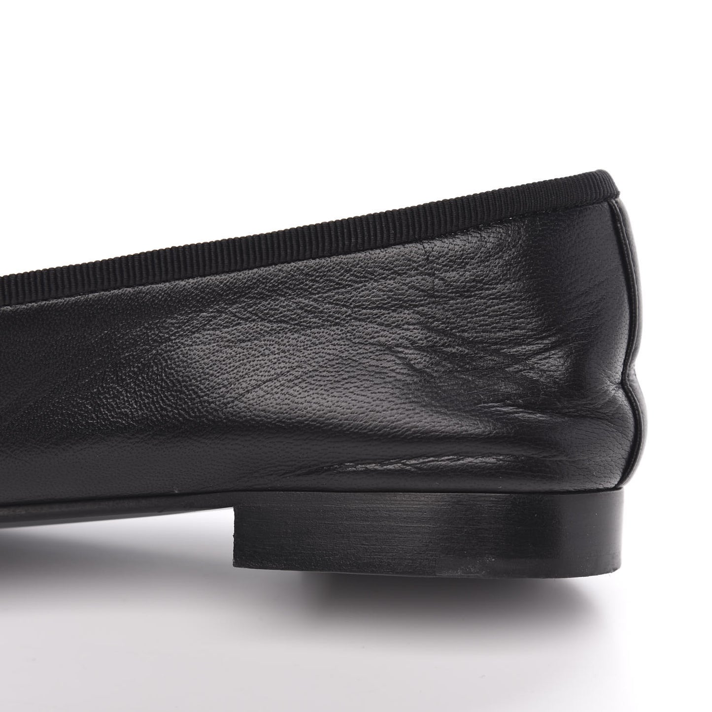 Lambskin Patent Cap Toe Ballerina Flats 36.5 Black