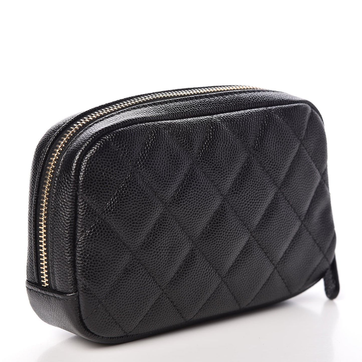 Caviar Quilted Small Curvy Pouch Cosmetic Case Black