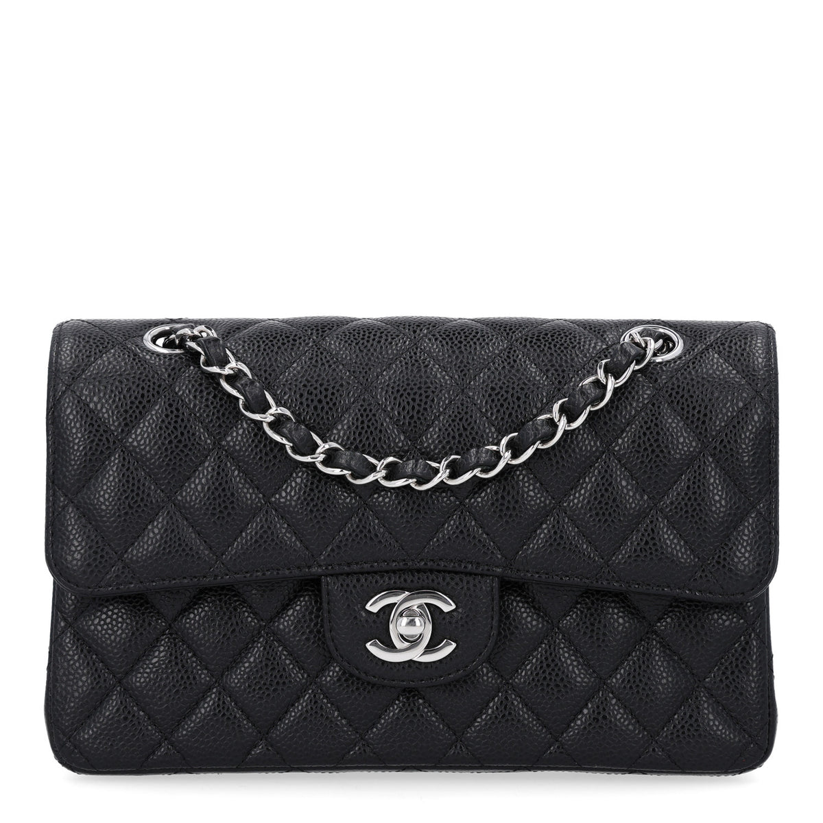Caviar Quilted Small Double Flap Black