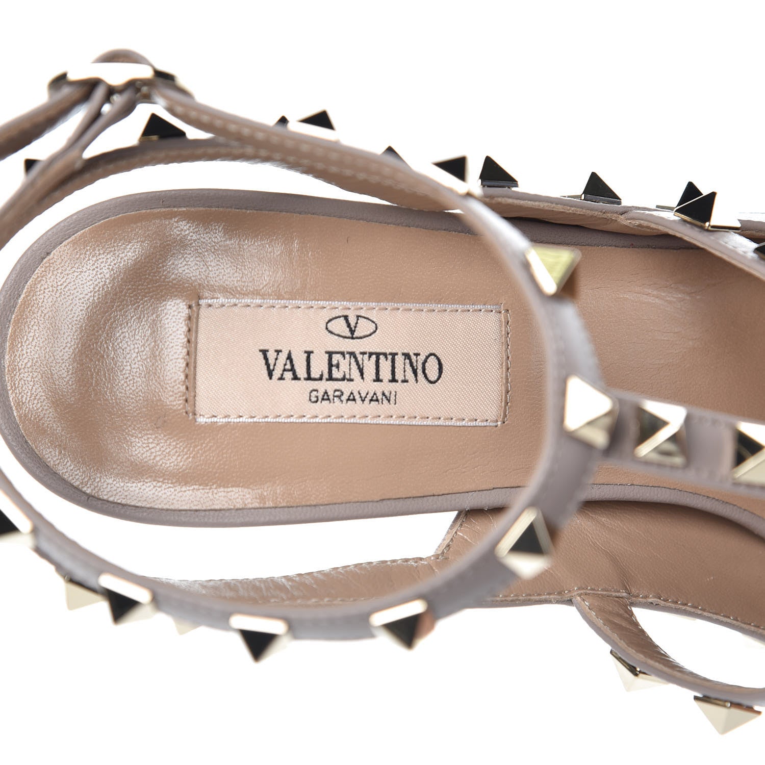 Valentino Garavani Calfskin Nappa Rockstud Ankle Strap 100mm Pumps 39.5 Poudre 6 of 9