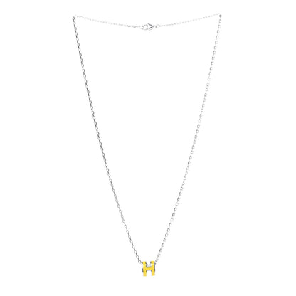 Hermes Lacquered Palladium Mini Pop H Pendant Necklace Jaune Sature 3 of 5