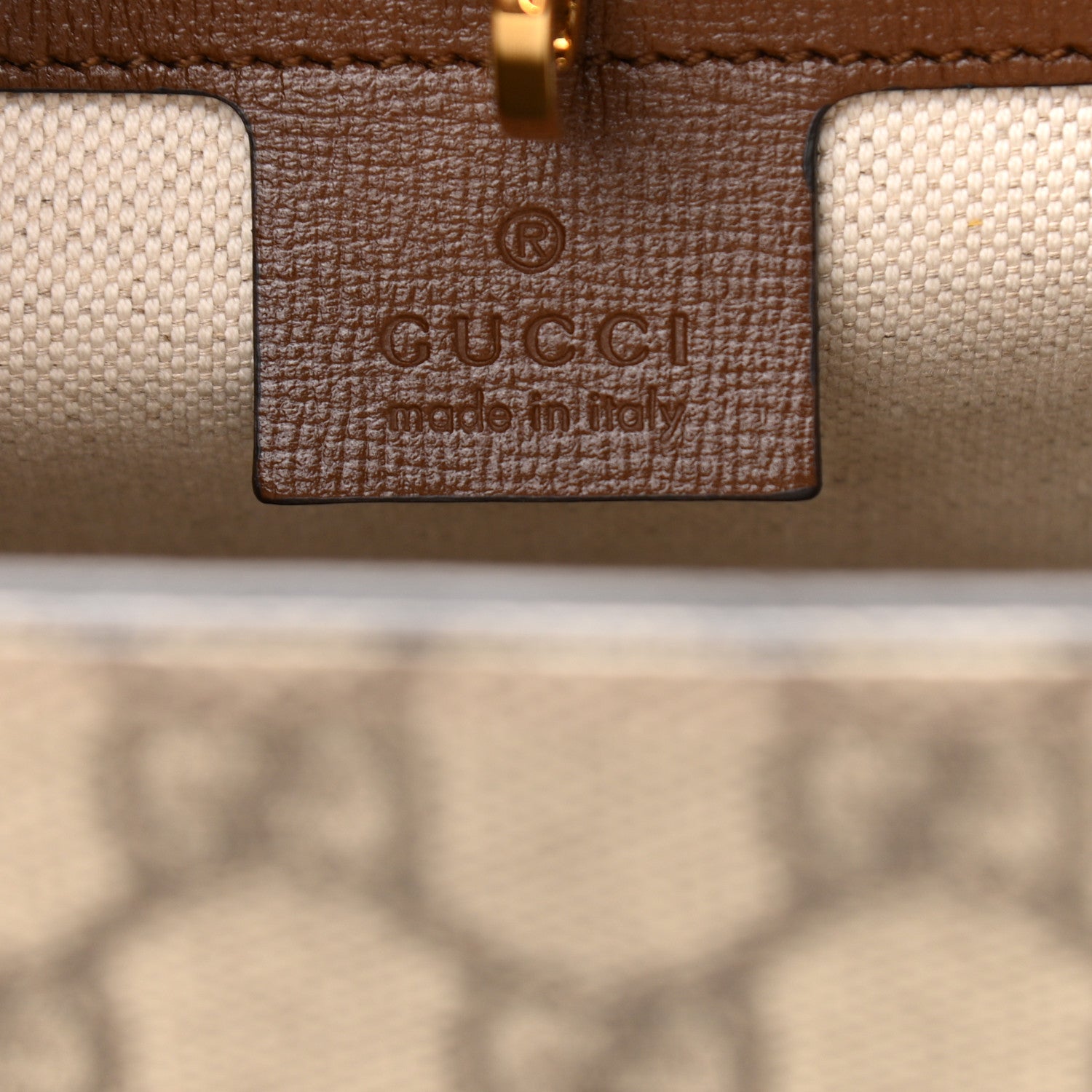 Gucci GG Supreme Monogram Azalea Calfskin Small Retro Interlocking G Tote Bag Beige Ebony Brown Sugar 7 of 10