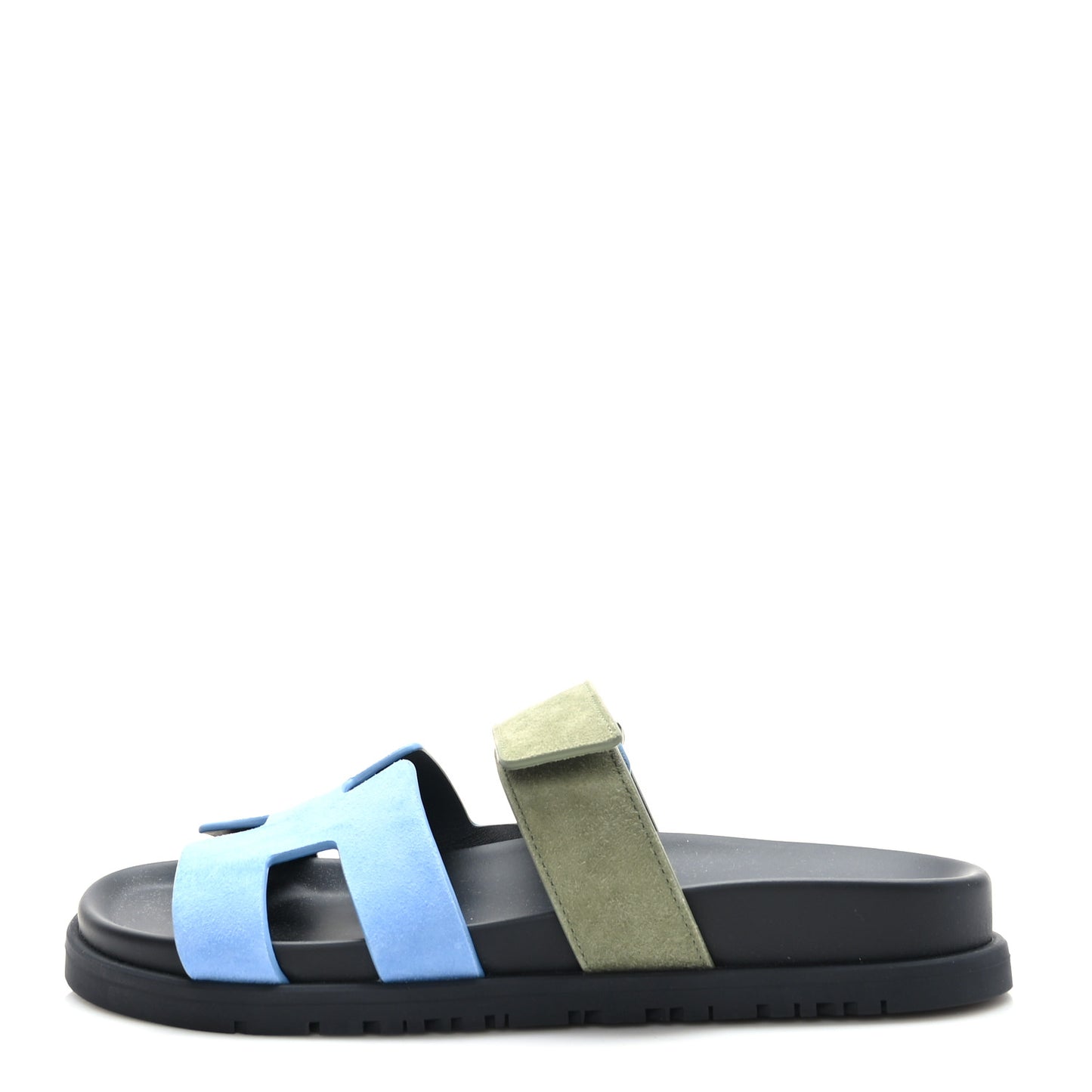 Suede Goatskin Womens Chypre Sandals 36 Bleu Cameo Vert Celadon