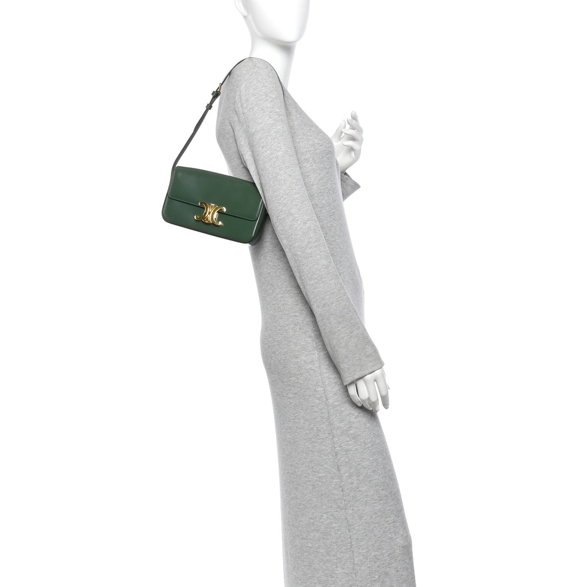 Celine Shiny Calfskin Triomphe Shoulder Bag Forest 2 of 11