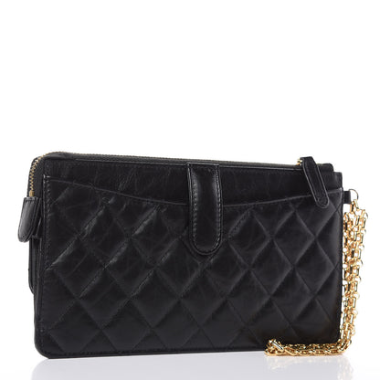 Chanel Aged Calfskin Quilted 2.55 Reissue Pouch With Chain Handle Black 3 of 7