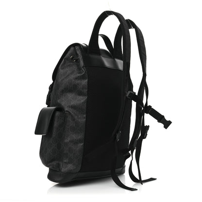 Gucci Soft GG Supreme Monogram Calfskin Web Double Buckle Backpack Black 3 of 13