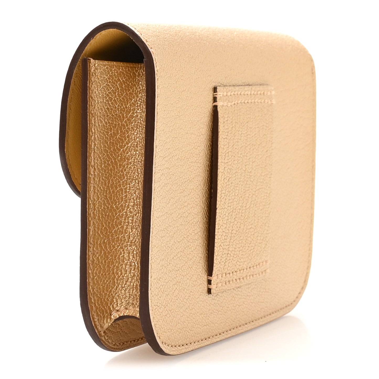 Metallic Chevre Chamkilight Constance Slim Wallet Dore