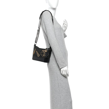 Chanel Aged Calfskin Quilted Charms Small Gabrielle Hobo Black 2 of 10