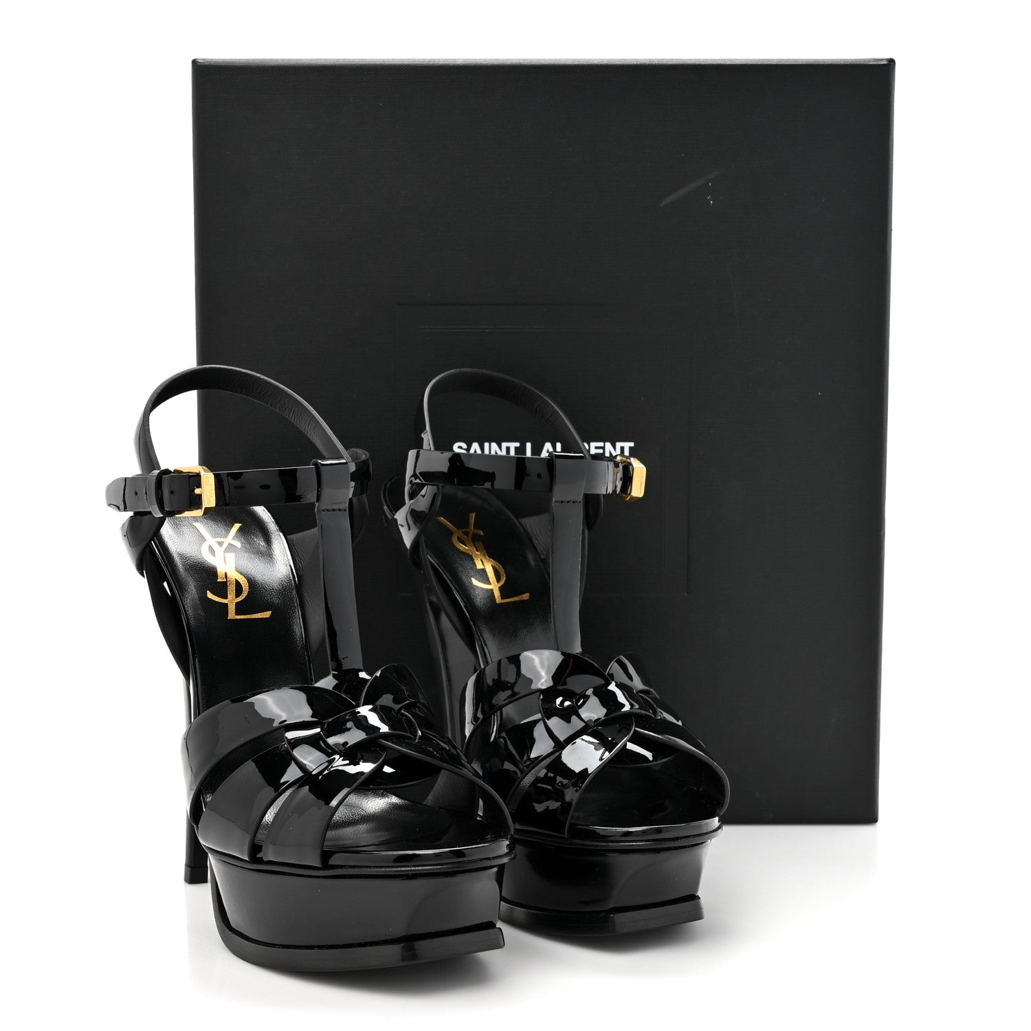 Saint Laurent Patent Tribute 105 Platform Sandals 35.5 Black 9 of 9