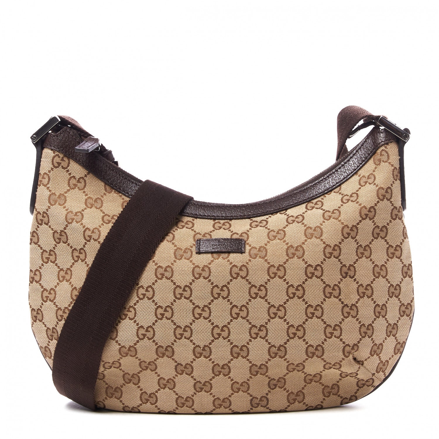 Gucci Monogram Medium Half Moon Hobo Dark Brown 1 of 8