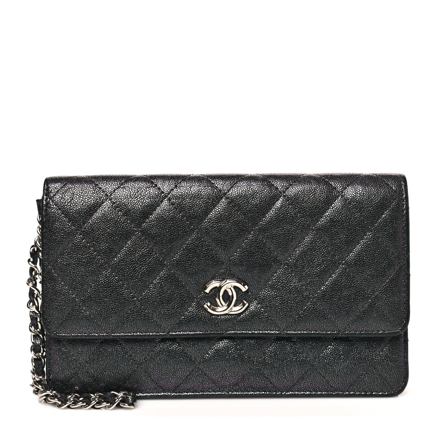 Chanel Iridescent Caviar Quilted Classic Pouch Clutch Black 1 of 11