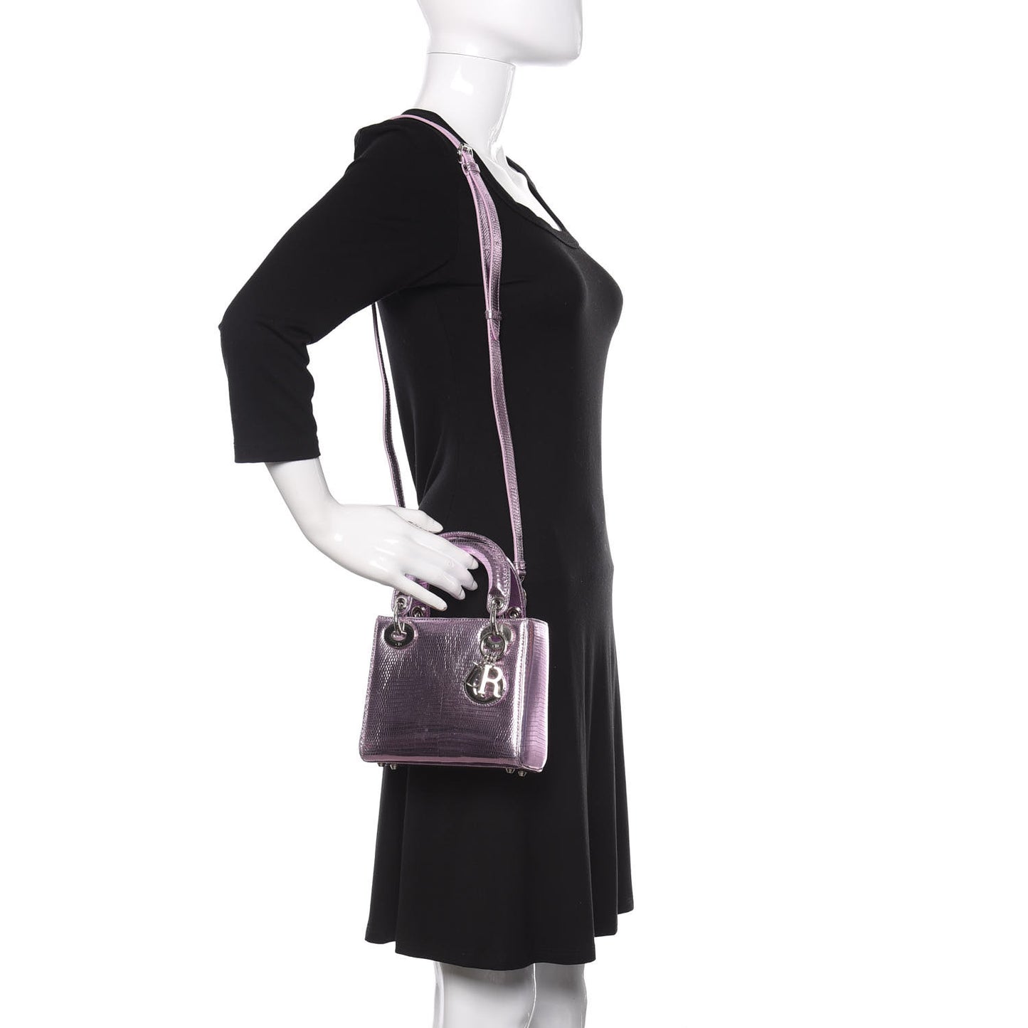 Metallic Lizard Mini Lady Dior Pink