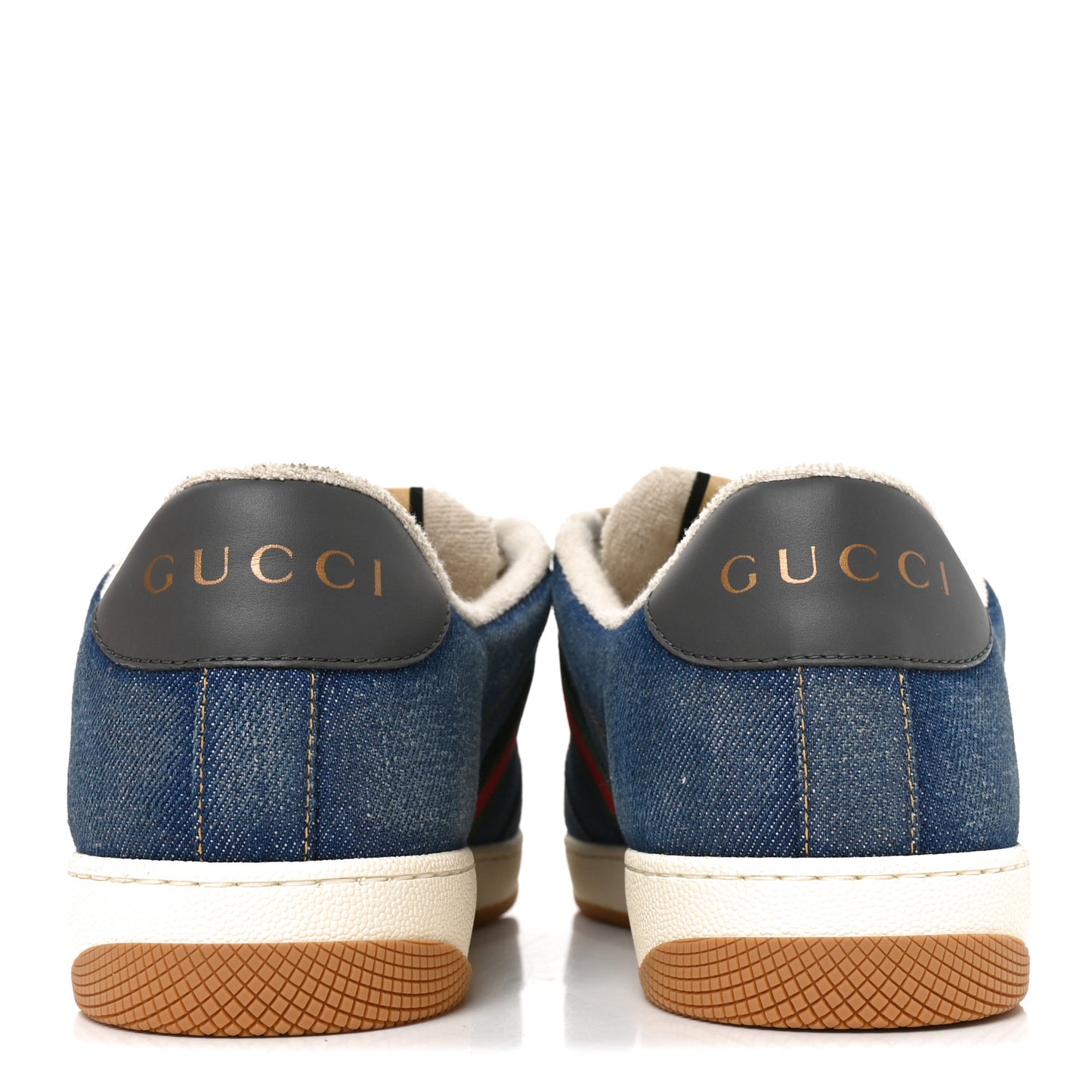 Denim GG Monogram Calfskin Web Mens Screener Sneakers 10 Blue