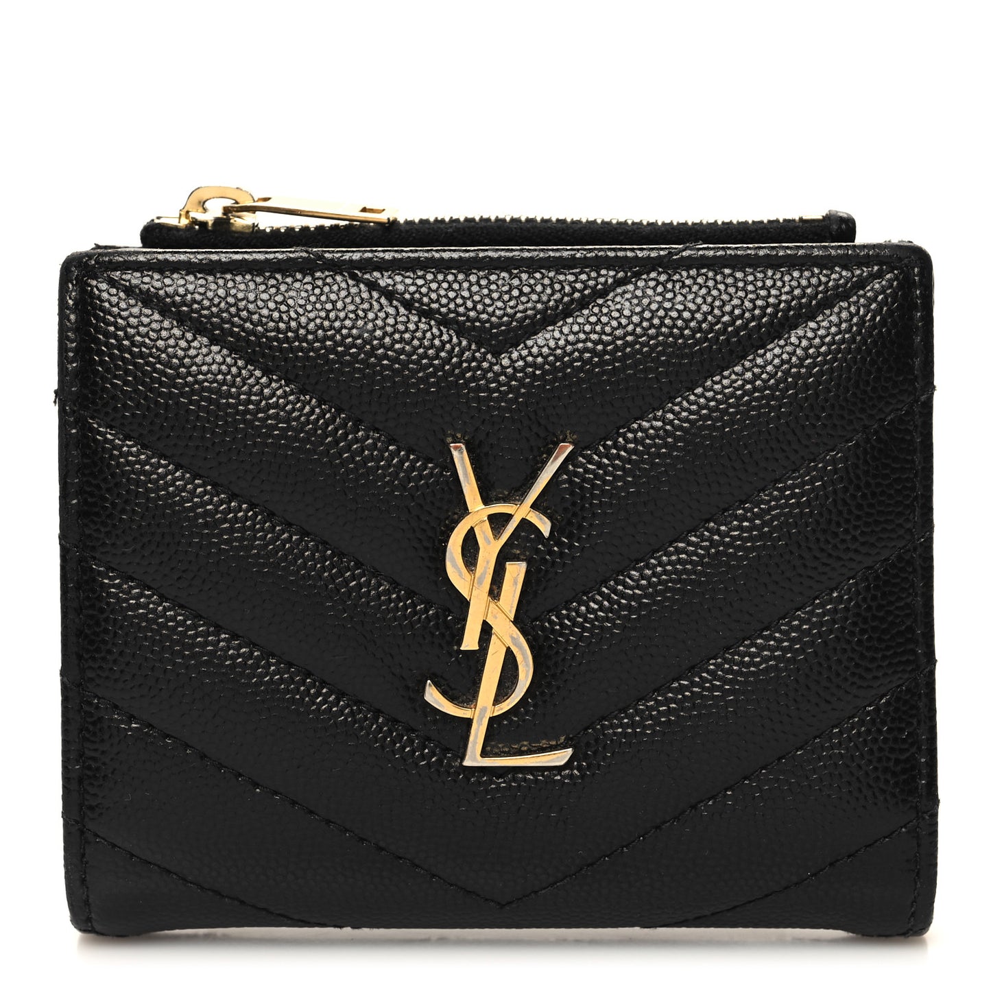 Grain De Poudre Matelasse Chevron Monogram Zipped Card Case Black