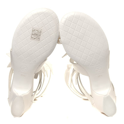Chanel Lambskin Bow CC Mid Calf Sandals 39.5 White 5 of 7