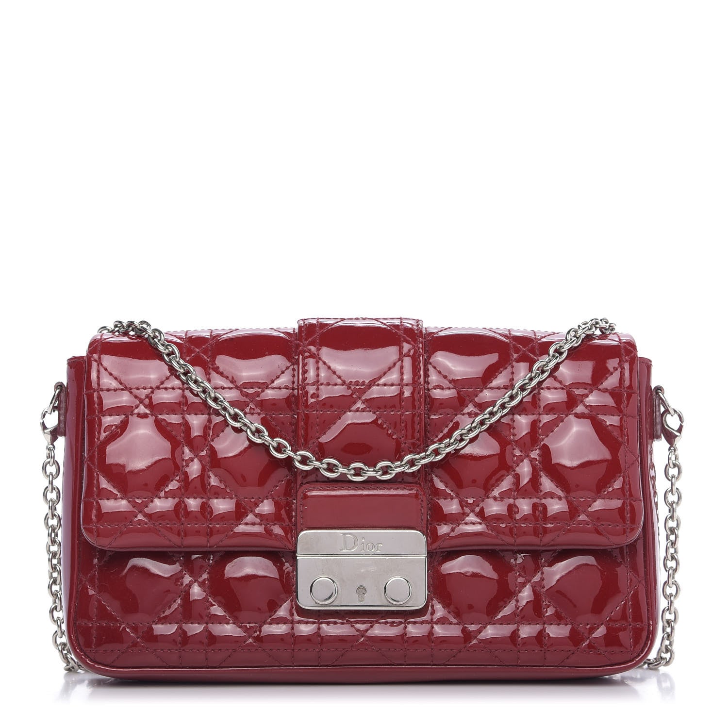 Christian Dior Patent Cannage New Lock Pouch Red 1 of 11