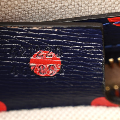 Gucci Shangai Calfskin Polka Dot Small Horsebit 1955 Top Handle Bag Blue Red 7 of 10
