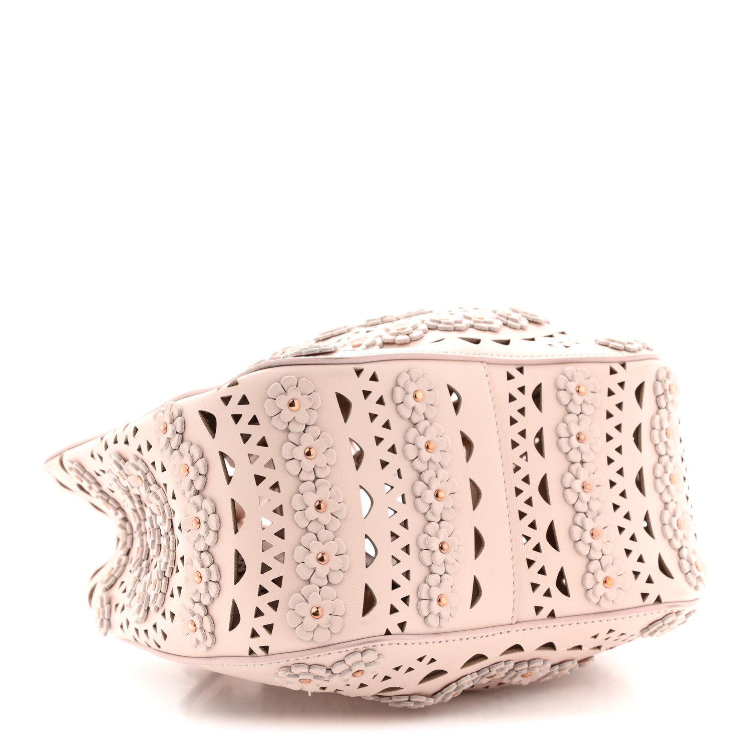 Alaia Calfskin Laser Cut Floral Studded Rose-Marie 19 Bag Sable 5 of 11