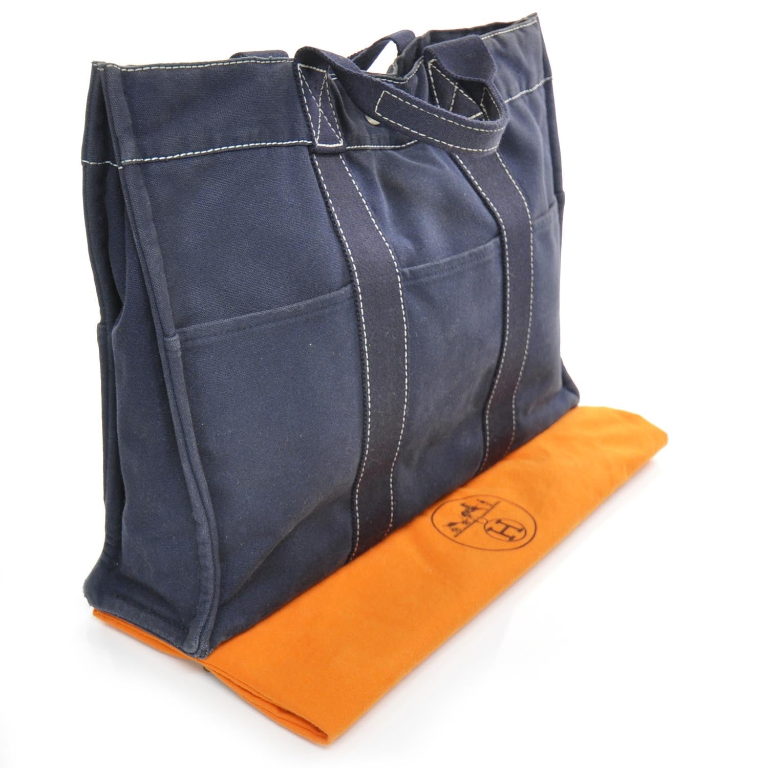 Hermes Toile Fourre Tout MM Navy 3 of 9