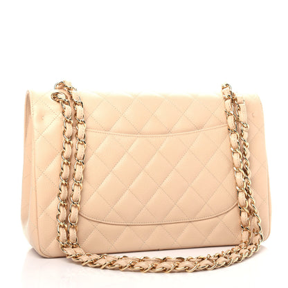Chanel Caviar Quilted Jumbo Double Flap Light Beige 3 of 10
