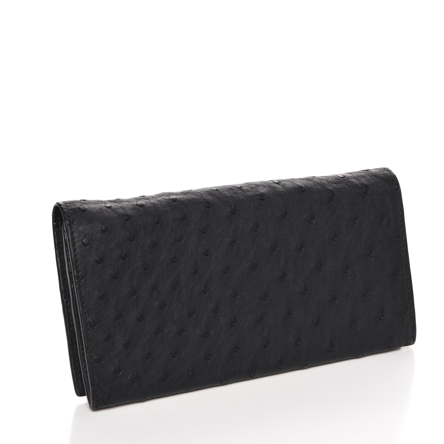 Bottega Veneta Ostrich Intrecciato Flap Wallet Black 3 of 8