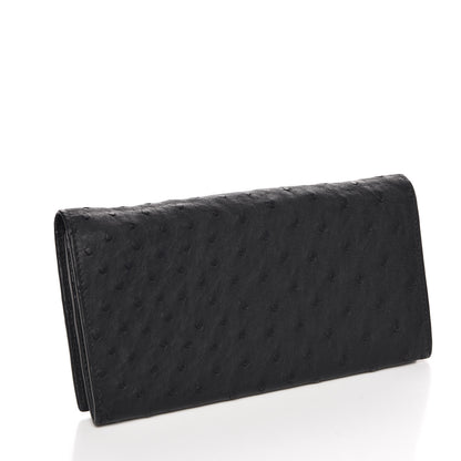 Bottega Veneta Ostrich Intrecciato Flap Wallet Black 3 of 8