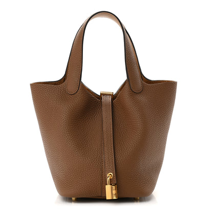 Hermes Taurillon Clemence Swift Eclat Picotin Lock 18 PM Alezan Biscuit 1 of 8