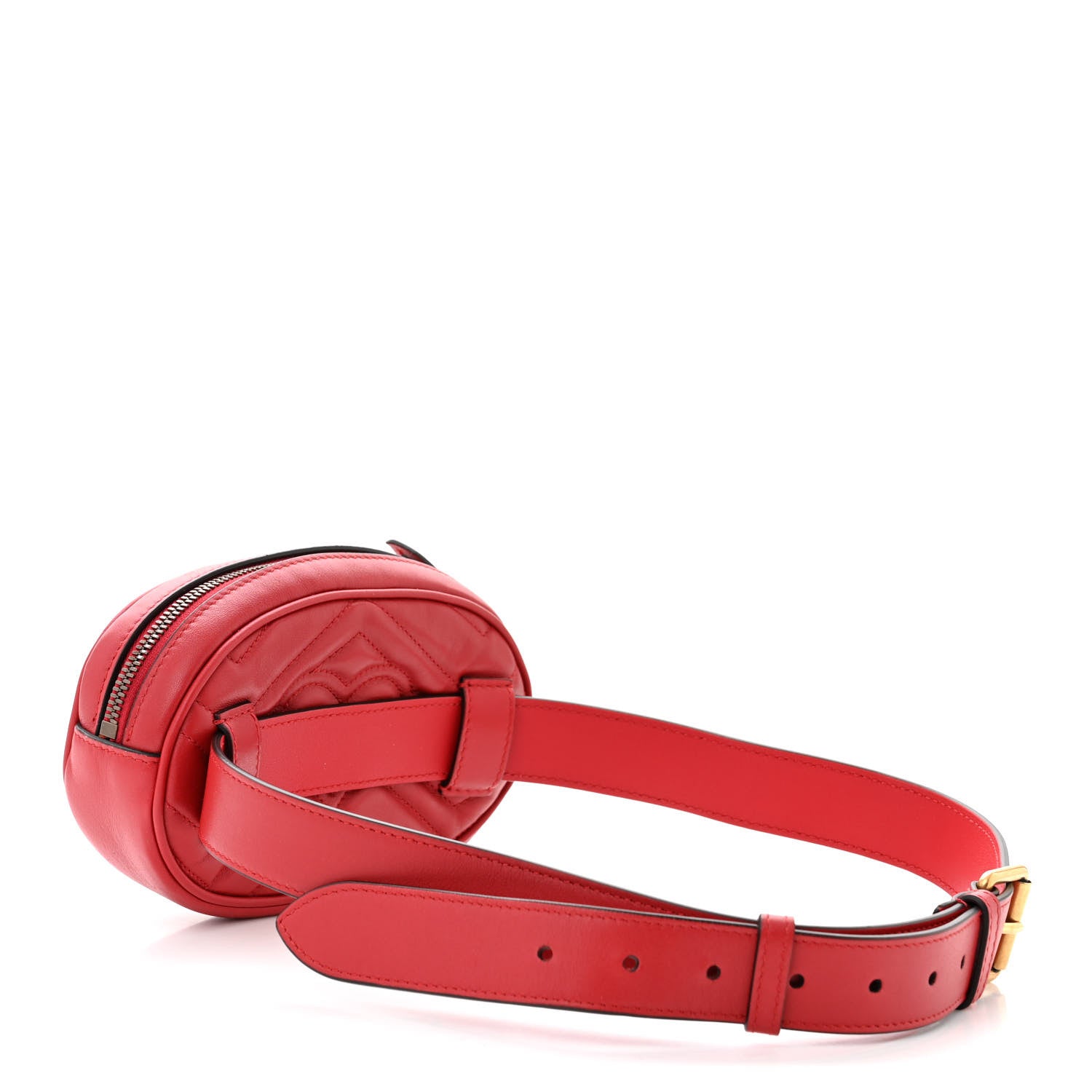 Gucci Calfskin Matelasse GG Marmont Belt Bag 85 34 Hibiscus Red 3 of 14