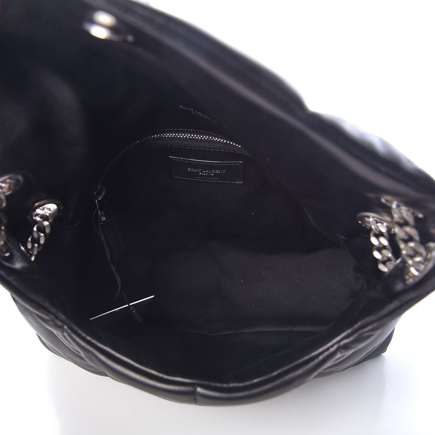 Lambskin Quilted Small Loulou Puffer Monogram Chain Satchel Black