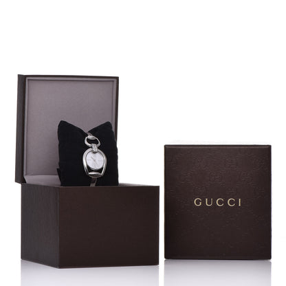 Gucci Stainless Steel Diamond Pave Mother of Pearl 28mm Horsebit Quartz Watch 7 of 7