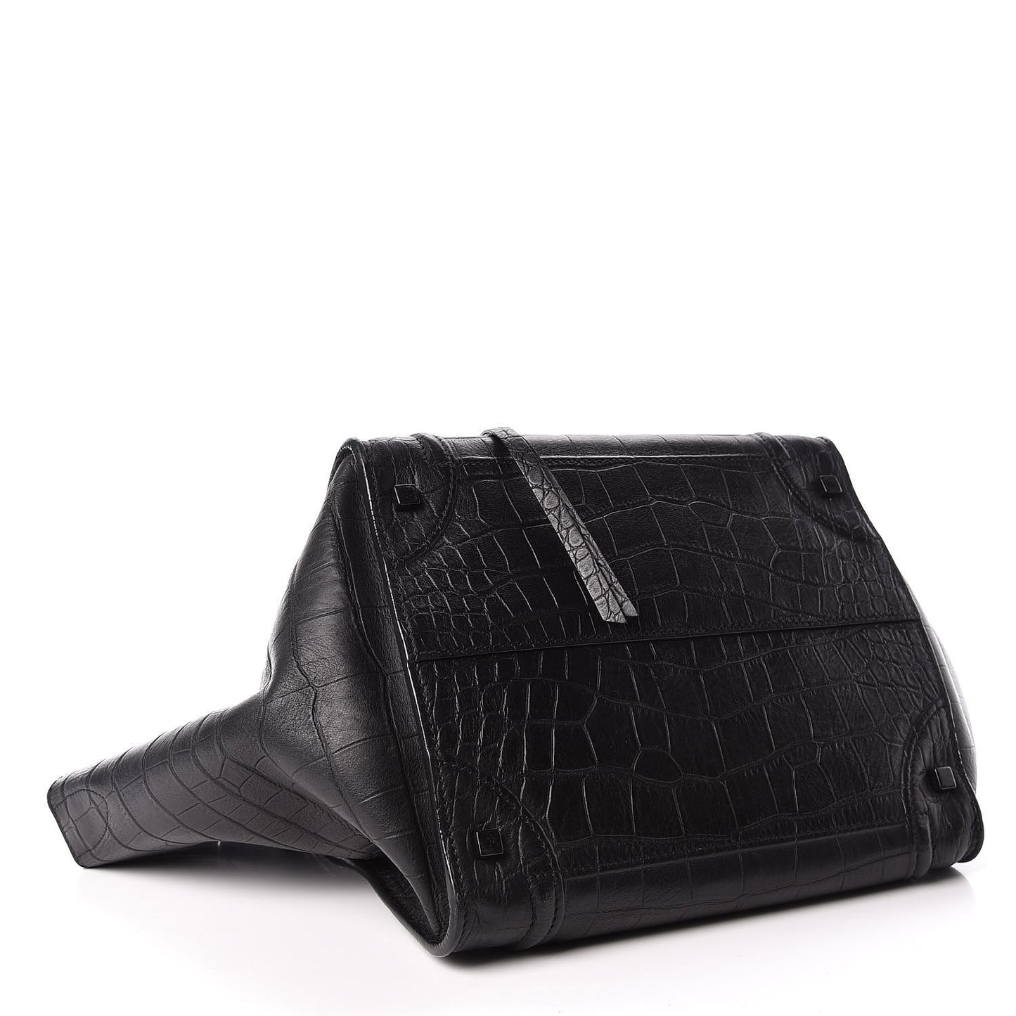 Crocodile Embossed Calfskin Medium Phantom Luggage Black
