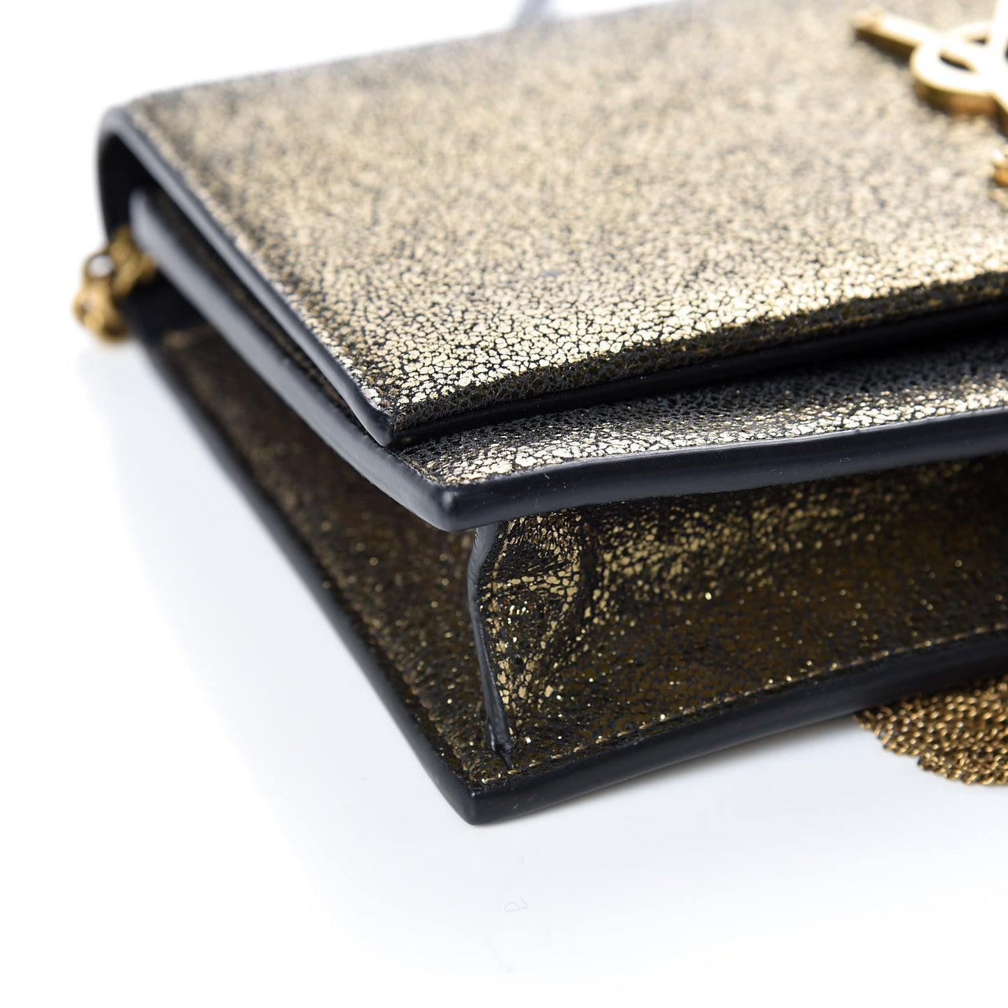 Metallic Calfskin Classic Monogram Kate Tassel Satchel Gold