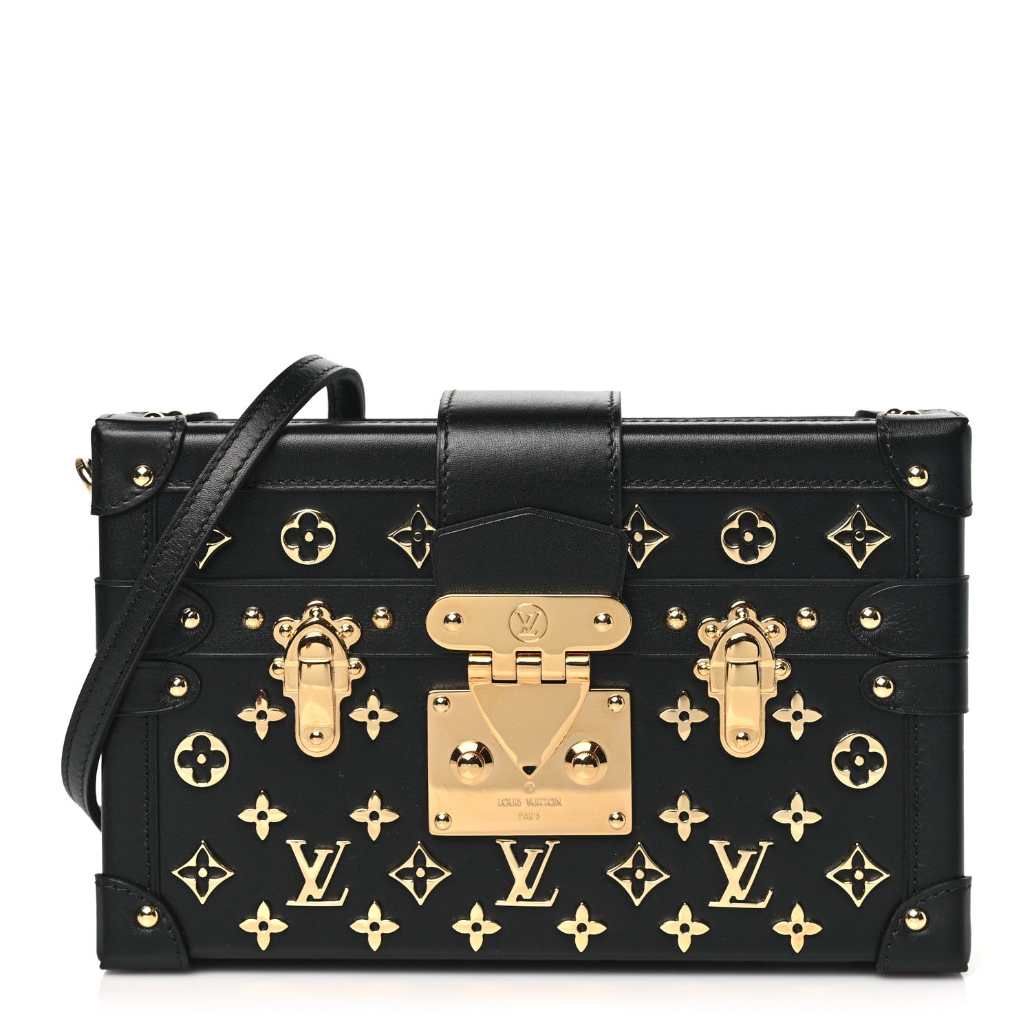 Louis Vuitton Calfskin Metal Monogram Petite Malle Black 1 of 11