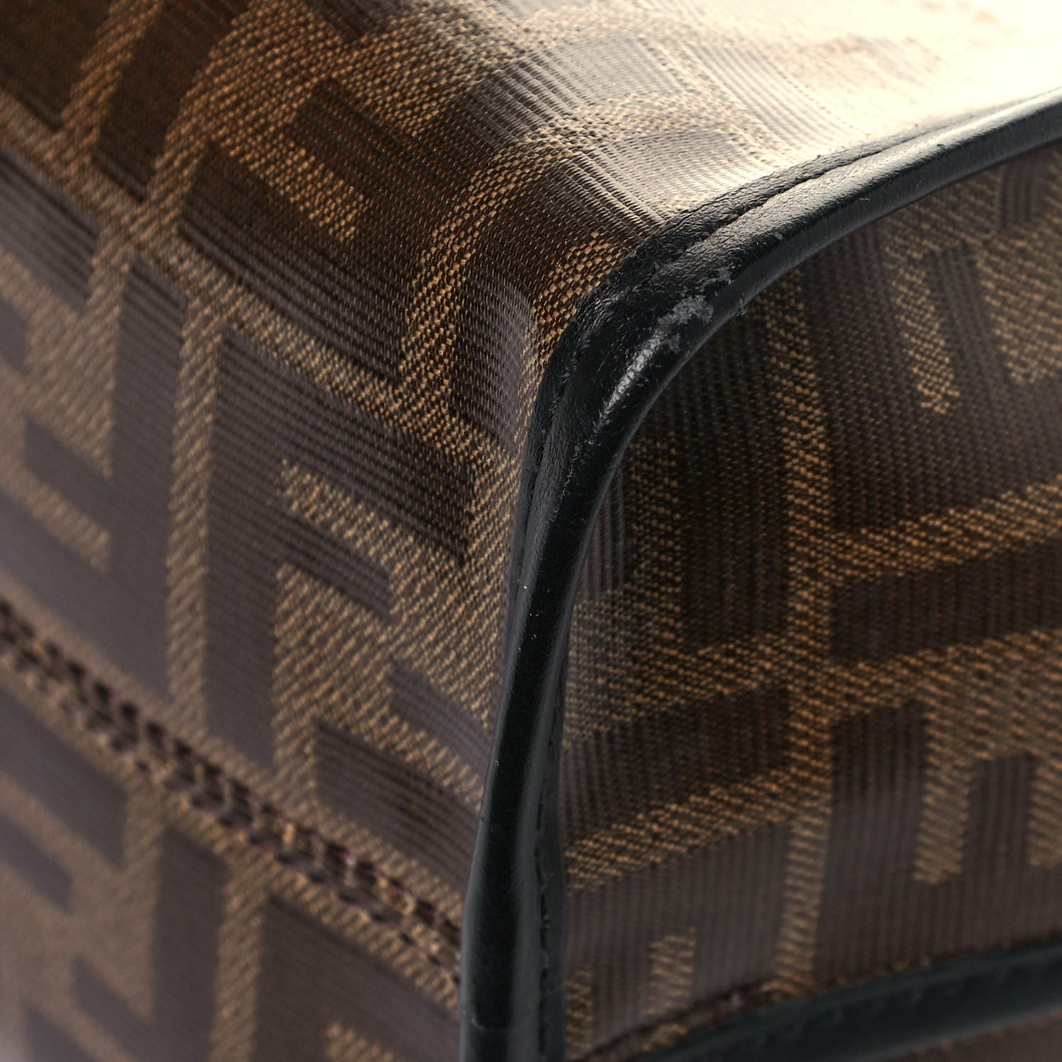 Fendi Glazed Fabric Vitello Century FF 1974 Stamp Patch Mini Peekaboo Defender Cover Mogano Panna Black 12 of 16