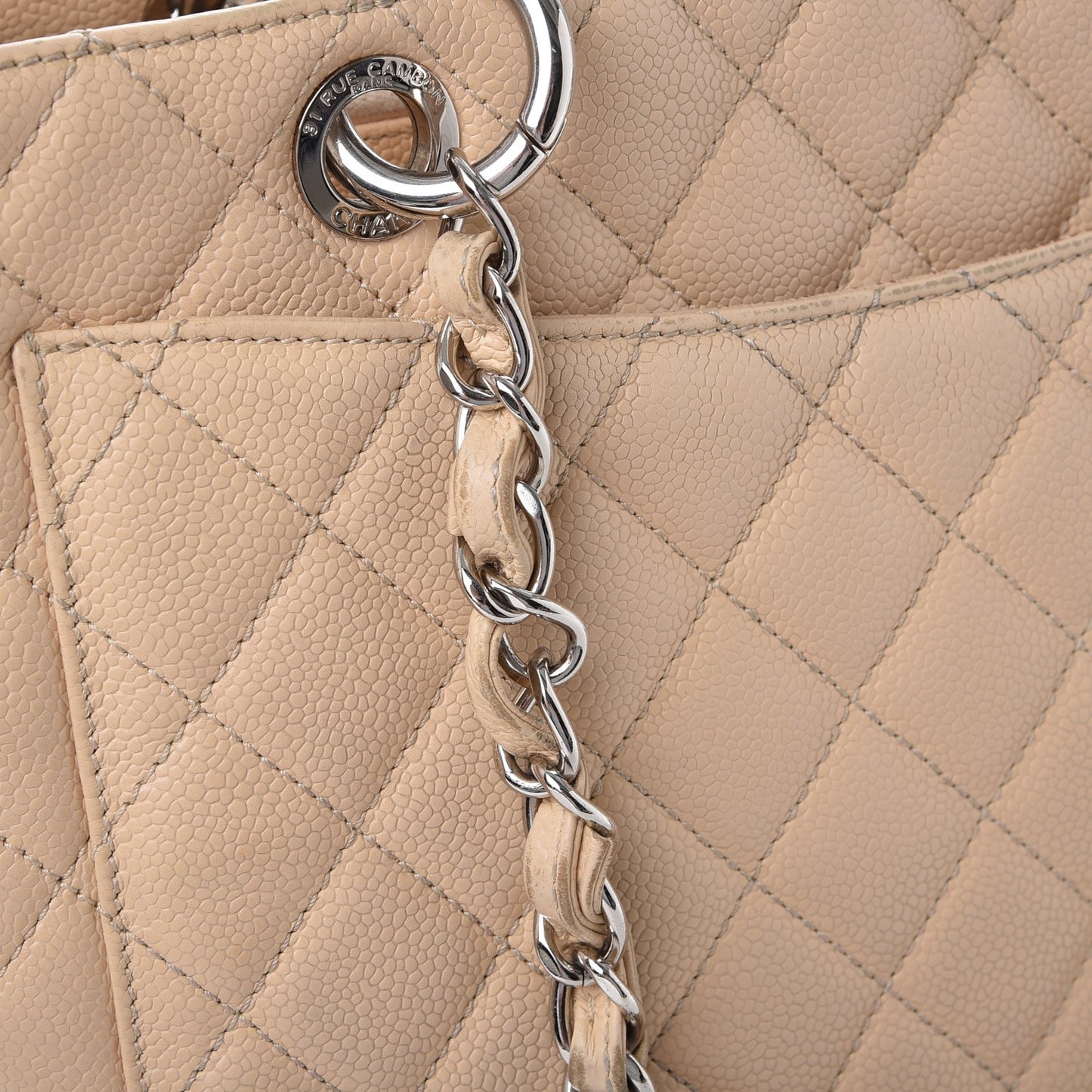 Caviar Quilted Grand Shopping Tote GST Beige Clair