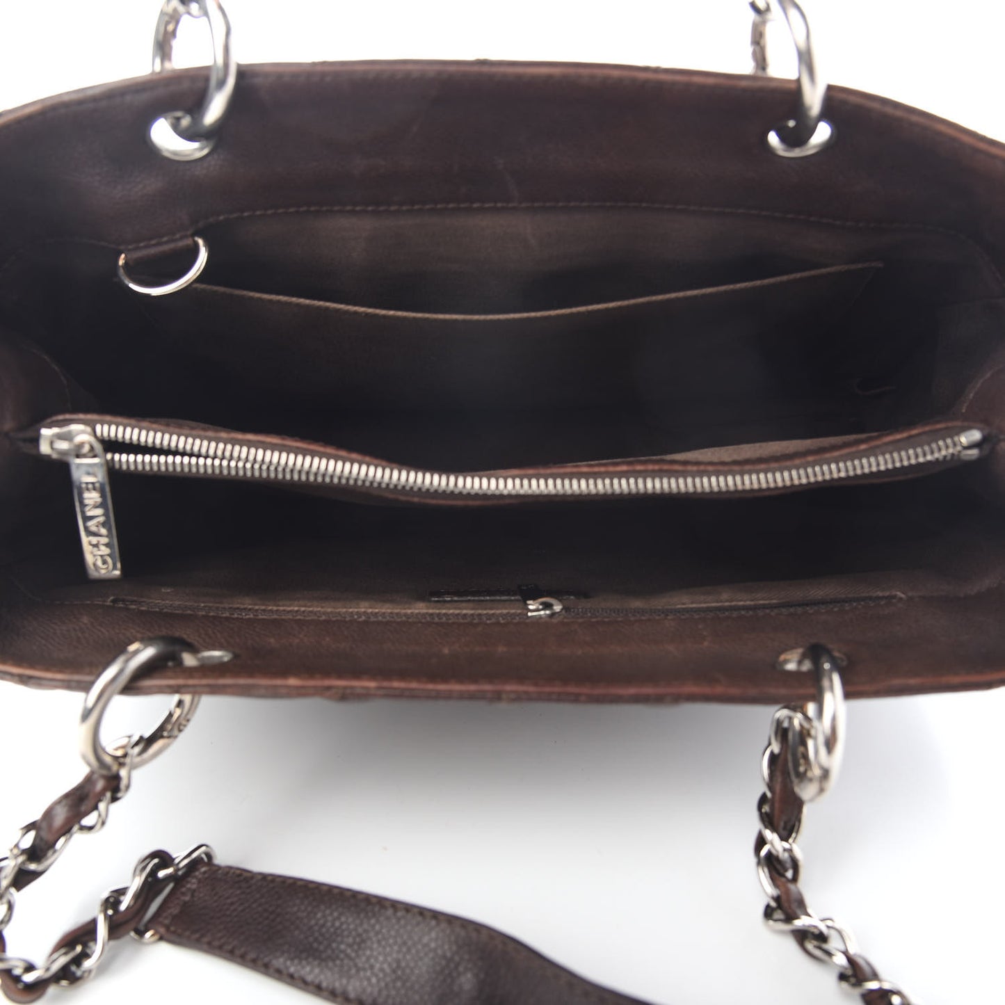 Caviar Quilted Grand Shopping Tote GST Dark Brown