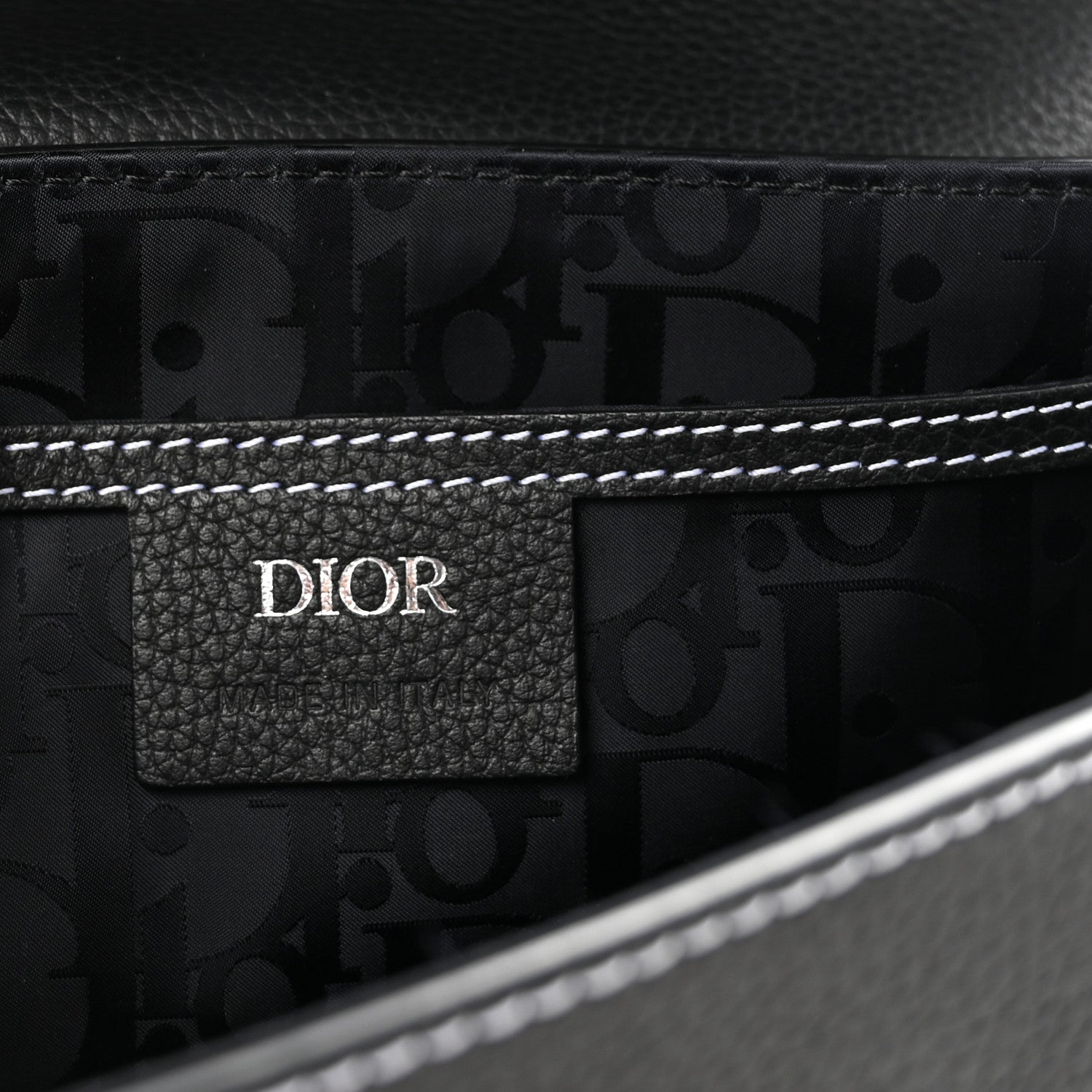 Christian Dior Grained Calfskin Medium Saddle Messenger Bag Black 6 of 11