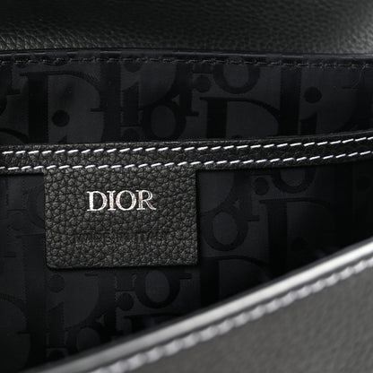 Christian Dior Grained Calfskin Medium Saddle Messenger Bag Black 6 of 11