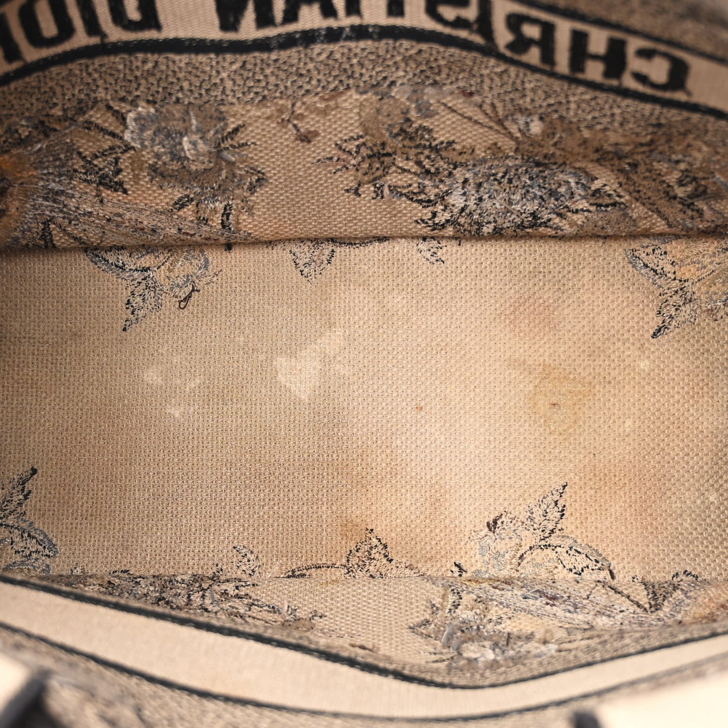 Canvas Embroidered Jardin D'Hiver Medium Book Tote Beige Multicolor