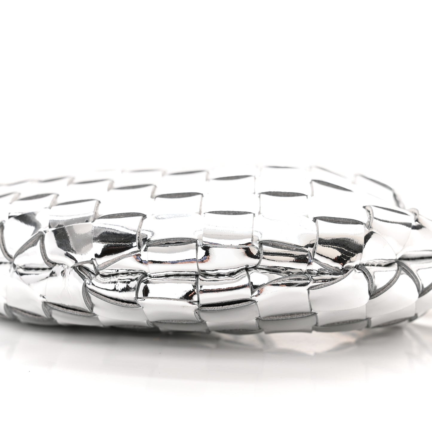 Mirror Laminated Nappa Intrecciato Mini Sardine Bag Silver