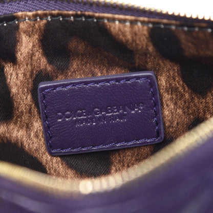 Dolce & Gabbana Lambskin Watersnake Embellished Pochette Violet 6 of 8