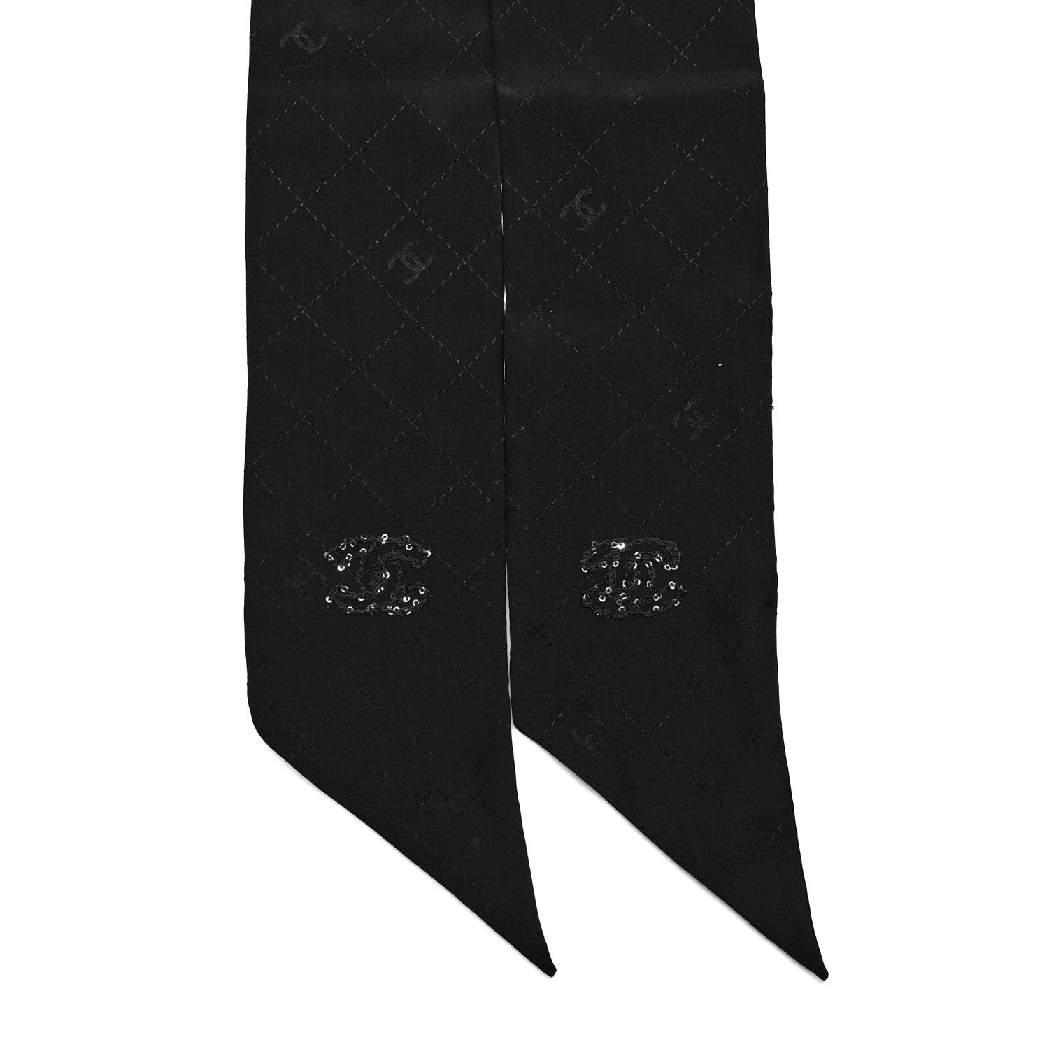 Chanel Silk Sequin CC Bandeau Scarf Black 2 of 3