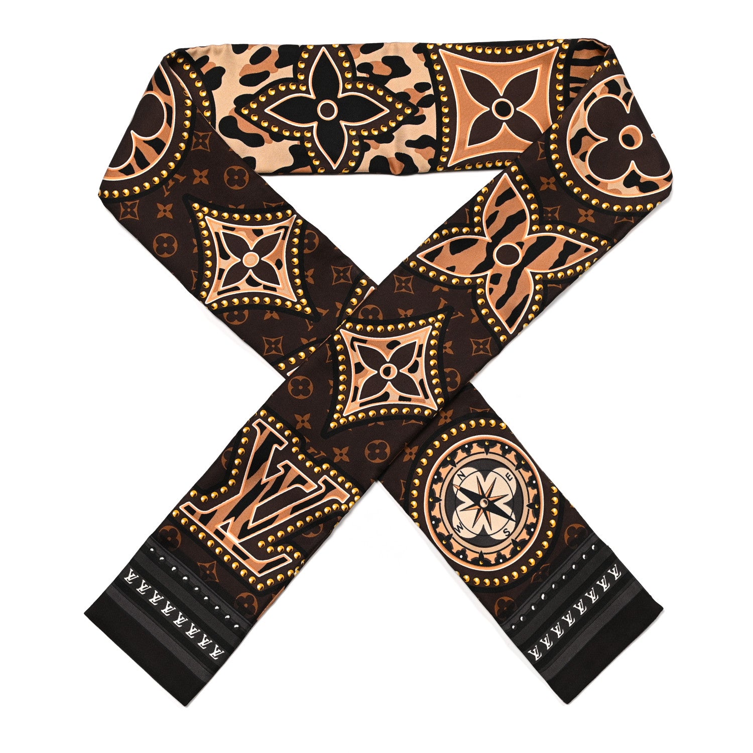 Louis Vuitton Silk Monogram LV World Bandeau Brown 1 of 3