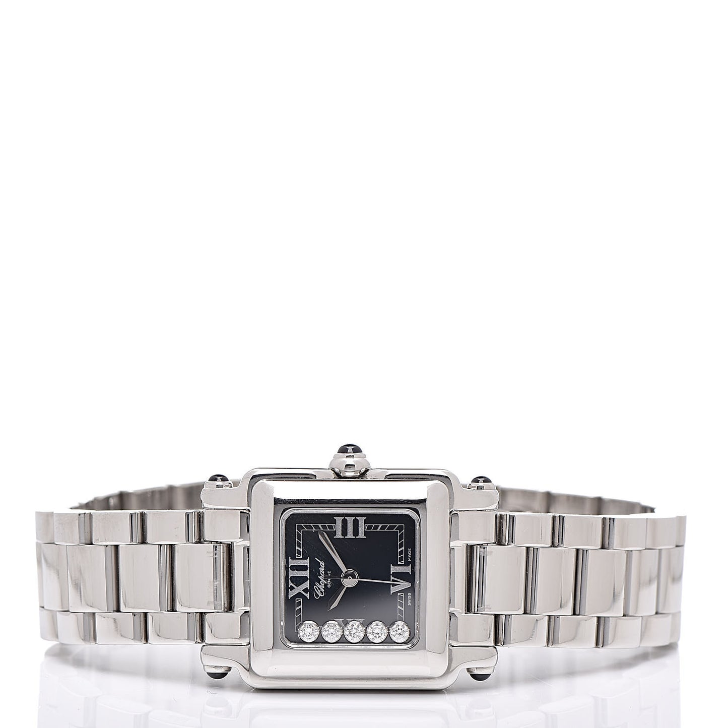 Stainless Steel 5 Diamond 23mm Happy Sport Quartz Watch Black