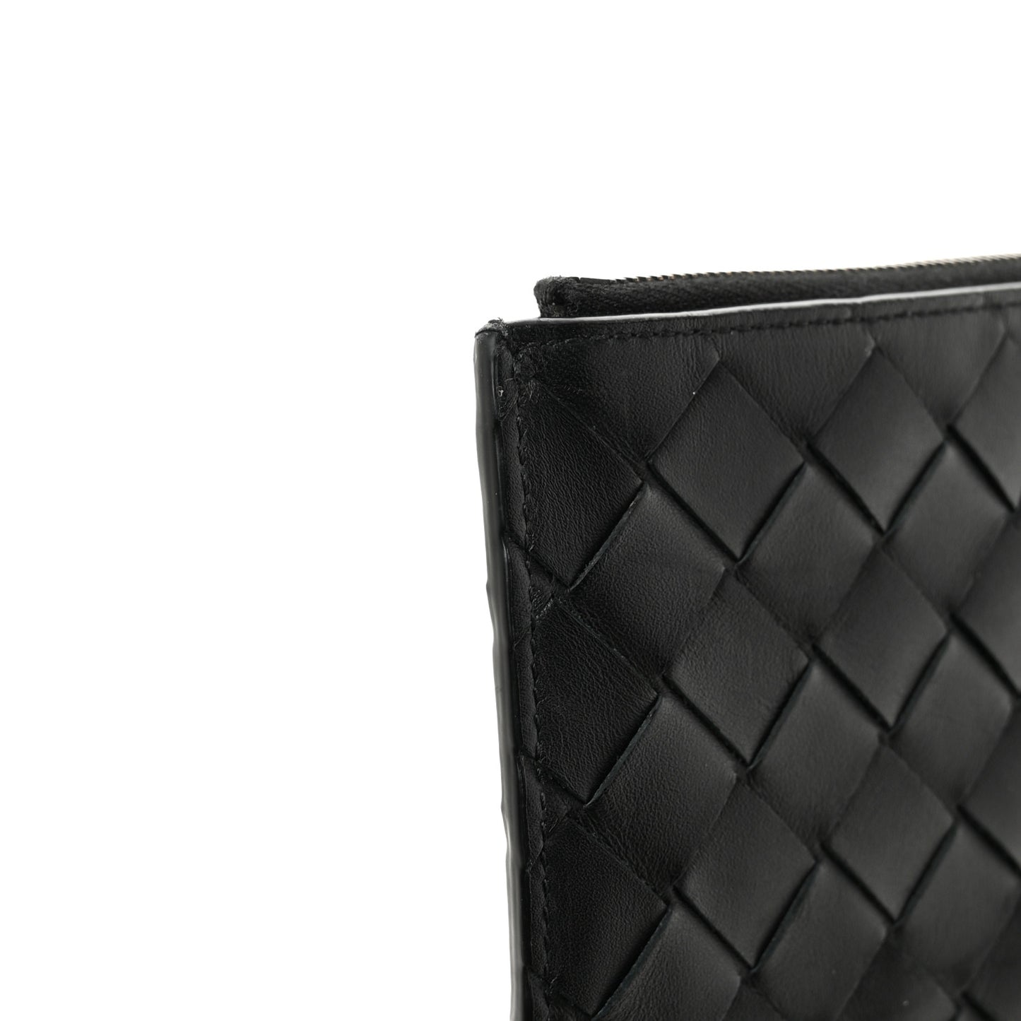 Nappa Intrecciato Flat Zip Pouch Black