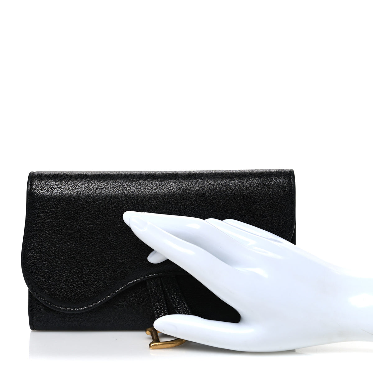Christian Dior Goatskin Saddle Long Wallet Black 2 of 7
