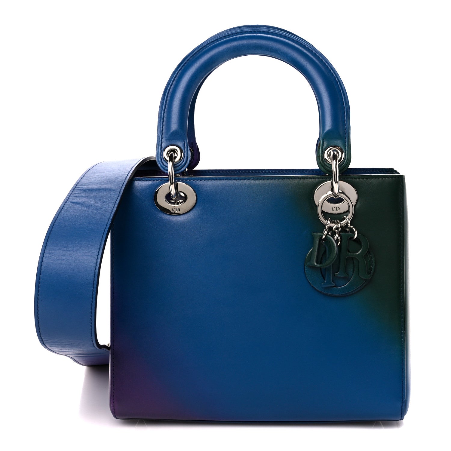 Christian Dior Box Calfskin Gradient Medium Lady Dior Purple Blue Green 1 of 11