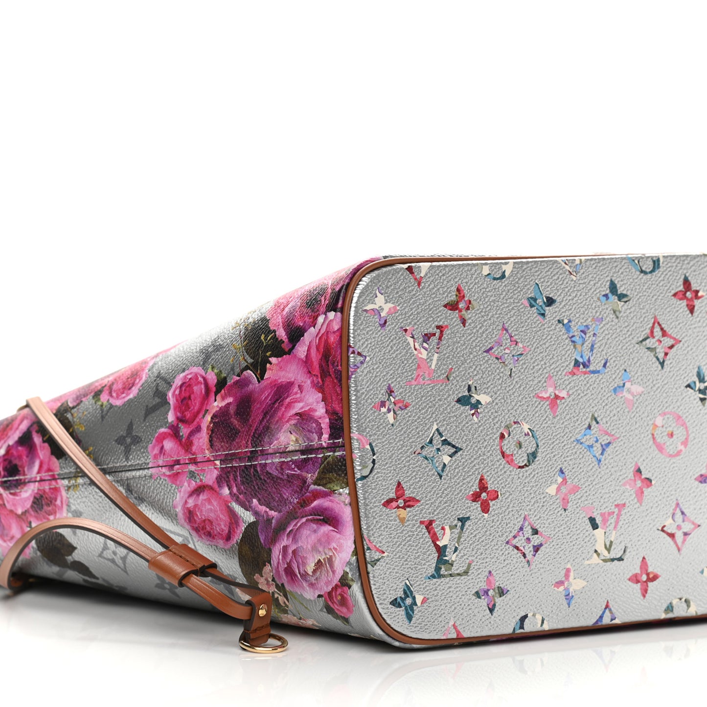 Metallic Monogram LV Garden Neverfull MM Silver